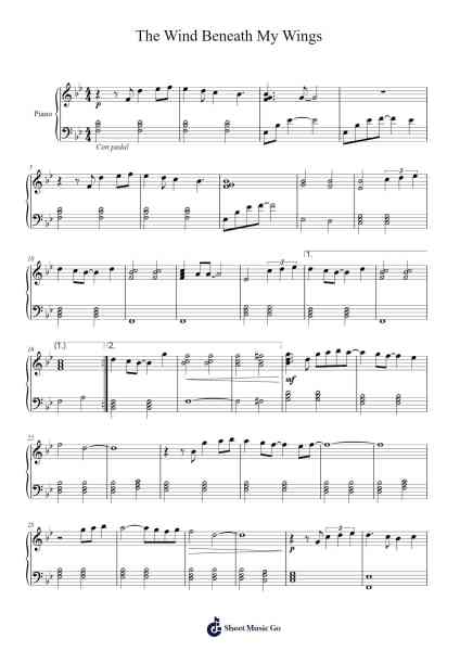 The Wind Beneath My Wings Sheet Music by Bette Midler-Arr.Jackbing Priceliot