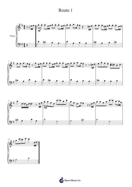 Pokemon Red/Blue/Yellow - Route 1 Sheet Music by Junichi Masuda-Arr.Hugill
