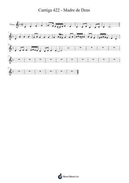 Cantiga 422 - Madre de Deus Sheet Music by Unknown author-Arr.Vanbins