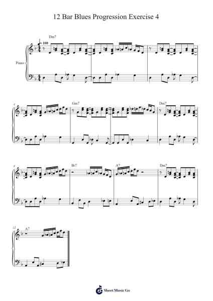 12 Bar Blues Progression Exercise 4 Sheet Music by Andrew D. Gordon-Arr.Manbeard Lylaine