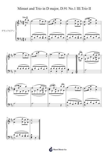 Minuet and Trio in D Major, D. 91 No. 1: III. Trio II Sheet Music by undefined-Arr.Simpbrown