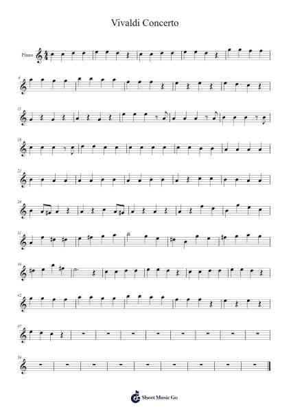 Vivaldi Concerto Sheet Music by Antonio Vivaldi-Arr.Bosphia Wisell