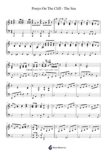 Ponyo On The Cliff - The Sea Sheet Music by Joe Hisaishi-Arr.Yuleboyle Kingshous