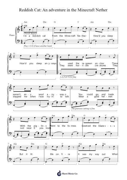 Reddish Cat: An adventure in the Minecraft Nether Sheet Music by namthbkipi-Arr.Wilhelfred