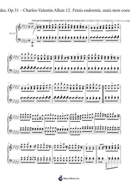 25 Preludes, Op. 31: No. 12 in F Major, J'etais endormie, mais mon coeur veillait Sheet Music by Charles-Valentin Alkan-Arr.Kingsmiah Burnekyle