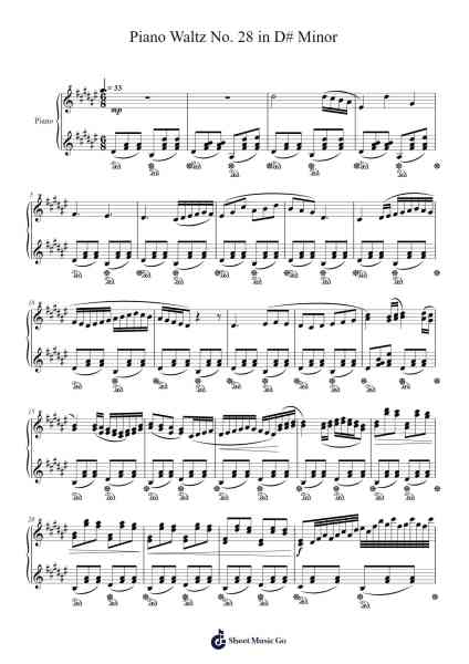 Piano Waltz No. 28 in D# Minor Sheet Music by Temmew Quilbuck-Arr.Stanthy