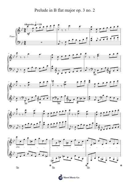 Prelude in B-flat Major, Op. 3, No. 2 Sheet Music by Jatham-Arr.Ranphia Boydle