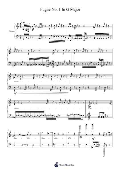 Fugue No. 1 in G Major Sheet Music by Jaden G.L.-Arr.Bobtab