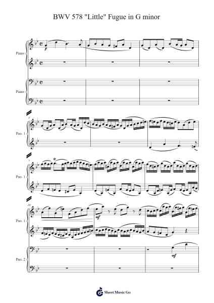 Fugue in G Minor, BWV 578 "Little" Sheet Music by Johann Sebastian Bach-Arr.Marjill