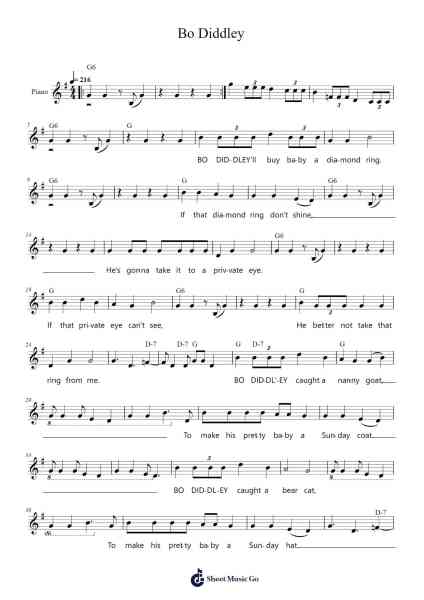 Bo Diddley Sheet Music by Bo Diddley-Arr.Dawnbian Sherqe