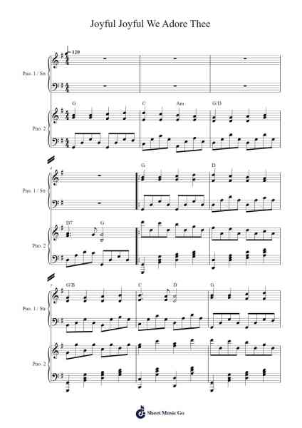 Joyful Joyful We Adore Thee Sheet Music by Unknown author-Arr.Gemgene