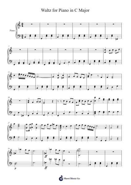 Waltz for Piano in C Major Sheet Music by Sarah Mott-Arr.Wrighttab