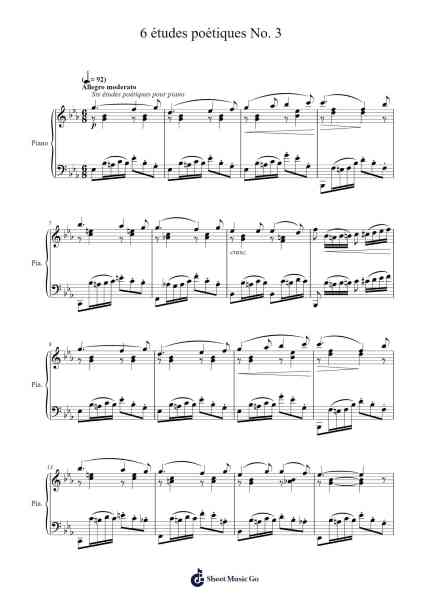 6 études poétiques, No. 3, Ninon Sheet Music by Mennechet de Barival, Henriette-Caroline-Arr.Quinliet