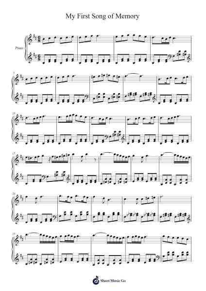 My First Song of Memory Sheet Music by Stanlix-Arr.Birwylde