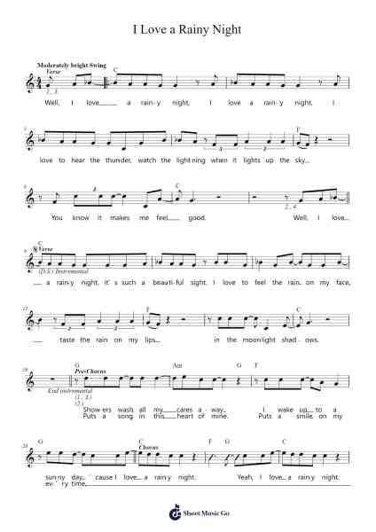 I Love a Rainy Night Sheet Music by Eddie Rabbitt-Arr.Duntrick