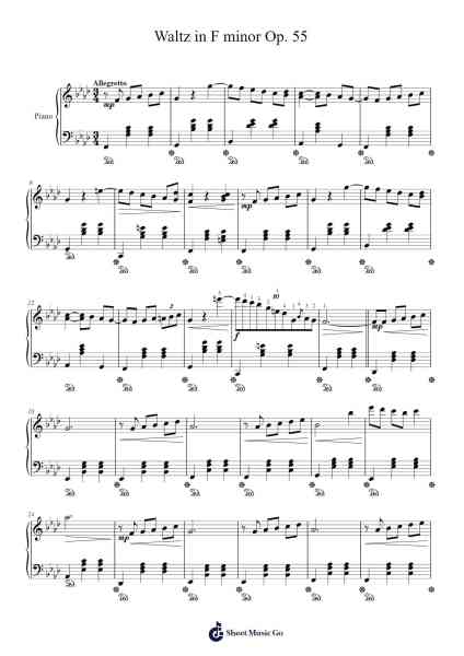 Waltz in F Minor, Op. 55 Sheet Music by Genewat Duttret-Arr.Charnal Tayward