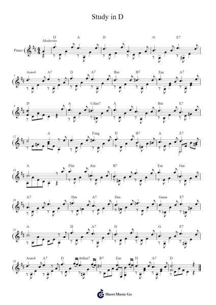 Study in D Major, Op. 35, No. 17 Sheet Music by Fernando Sor-Arr.Paydice