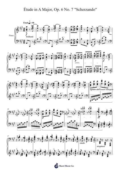 Étude in A Major, Op. 6 No. 7 "Scherzando" Sheet Music by Uthune Steeletie-Arr.Tabbeth Kentthune