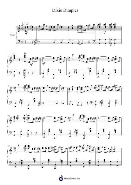 Dixie Dimples Sheet Music by James Scott-Arr.Fmar Geearl