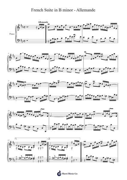 French Suite No. 5 in G Major, BWV 816: I. Allemande Sheet Music by Johann Sebastian Bach-Arr.Prihue Roslan