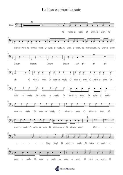 Le lion est mort ce soir Sheet Music by Henri Salvador-Arr.Tateearl Grantbroad
