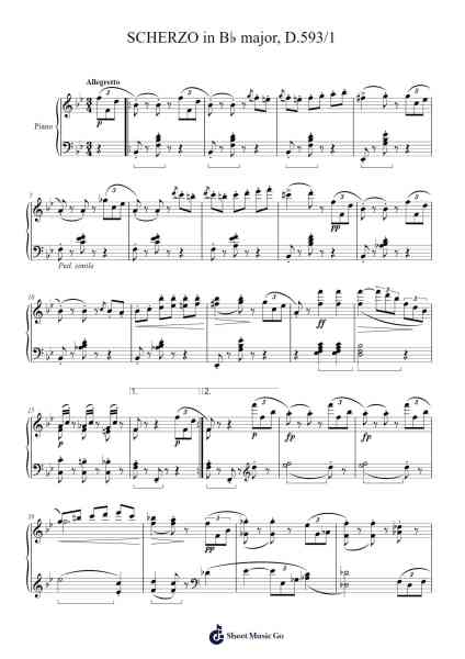 Scherzo in B-flat Major, D.593/1 Sheet Music by Franz Schubert-Arr.Wymo
