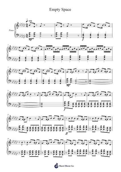 Empty Space Sheet Music by The Story So Far-Arr.Stanwylde