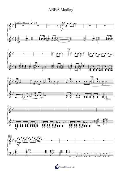 ABBA Medley Sheet Music by ABBA-Arr.Caewat Everkent