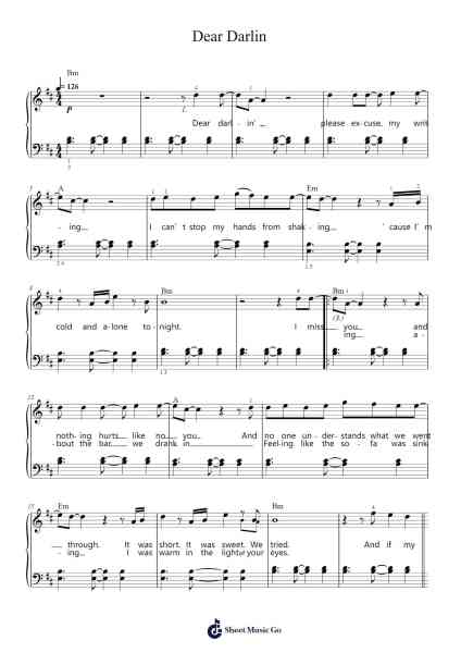 Dear Darlin Sheet Music by Olly Murs-Arr.Hillian