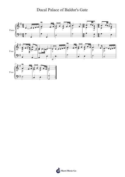 Ducal Palace of Baldur's Gate Sheet Music by Michael Hoenig-Arr.Yetlup Hoybird