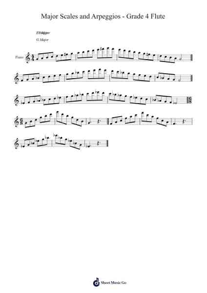 Major Scales and Arpeggios - Grade 4 Flute Sheet Music by -Arr.Werfith