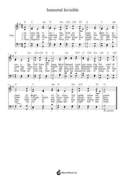 Immortal Invisible Sheet Music by Traditional Welsh-Arr.Rooryl Petnoel