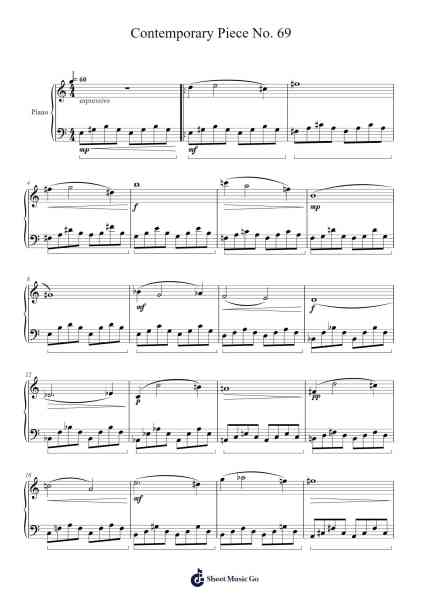 Contemporary Piece No. 69 for Piano Sheet Music by S. M. Kudlo-Arr.Humglas Leathus