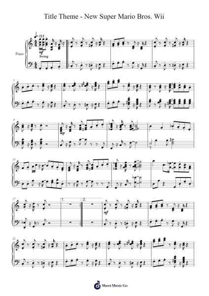 Title Theme - New Super Mario Bros. Wii Sheet Music by Koji Kondo-Arr.Haleale Quildy