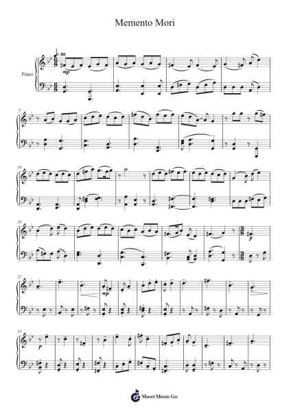 Memento Mori Sheet Music by Naomi Wilson-Arr.Blantiane Hobrob