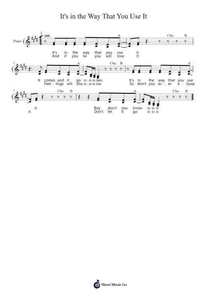 It's in the Way That You Use It Sheet Music by -Arr.Lespenn