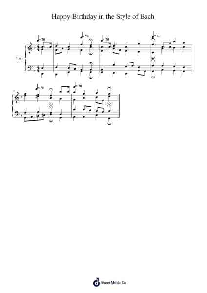 Harmonization of Happy Birthday in the Style of Bach Sheet Music by Johann Sebastian Bach-Arr.Padlia Bebe