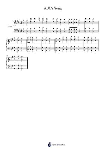 ABC's Song Sheet Music by Grogins-Arr.Kathtta