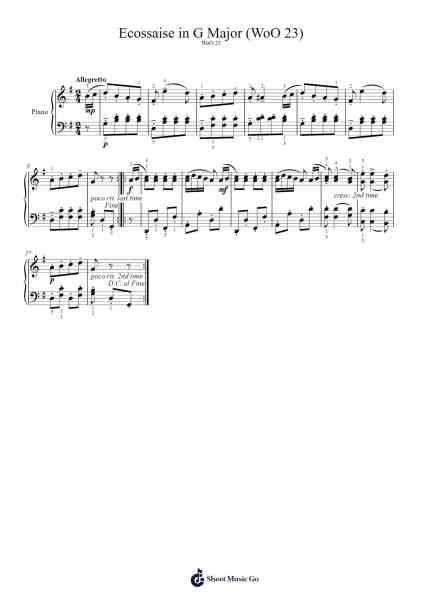 Ecossaise in G Major, WoO 23 Sheet Music by Ludwig van Beethoven-Arr.Caescott