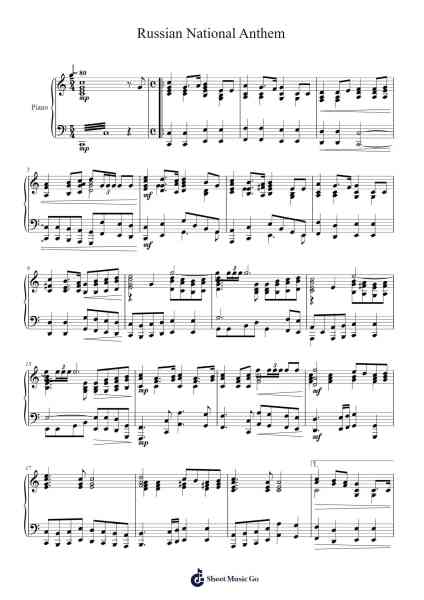 Russian National Anthem Sheet Music by Misc Traditional-Arr.Clarjudd