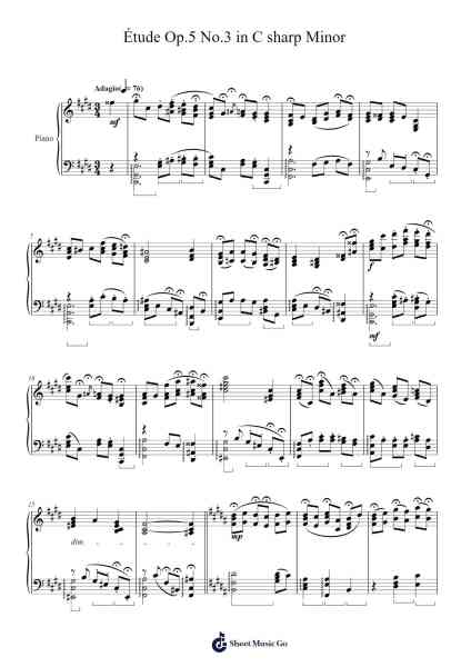 Étude Op.5 No.3 in C sharp Minor 樂譜由 J. L. Cheon - 編曲 Detio Gemlo