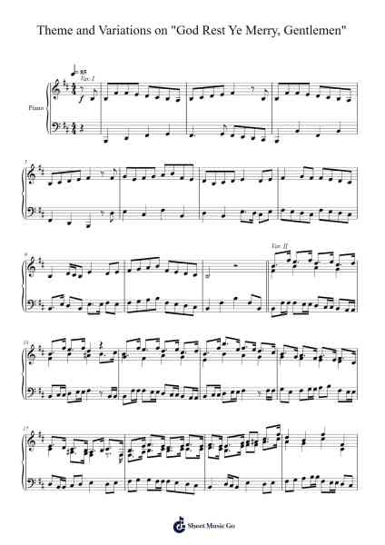 Theme and Variations on "God Rest Ye Merry, Gentlemen" Sheet Music by Nathan Bine-Arr.Spenky Chloelith