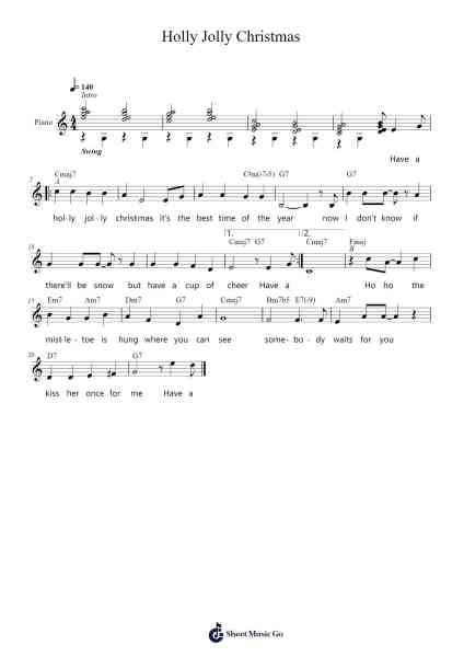 Holly Jolly Christmas Sheet Music by Burl Ives-Arr.Hartepeare