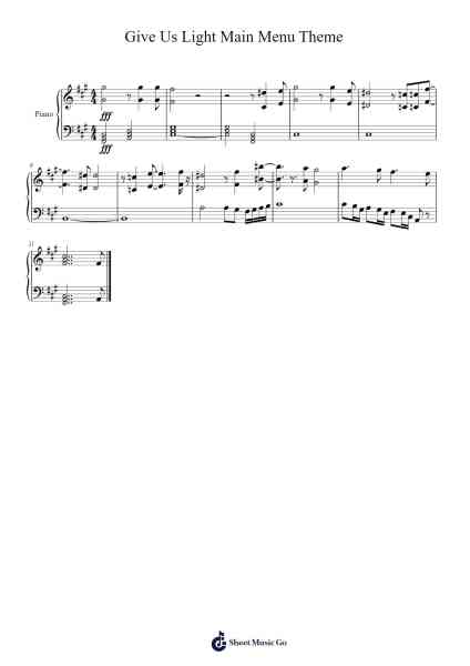 Give Us Light Main Menu Theme Sheet Music by George Clark-Arr.Pistal
