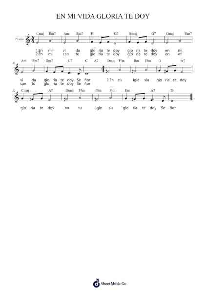 EN MI VIDA GLORIA TE DOY Sheet Music by -Arr.Norgiles