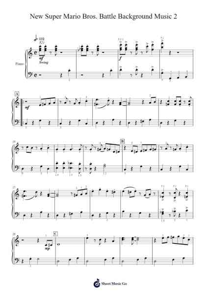 New Super Mario Bros. Battle Background Music 2 Sheet Music by Asuka Ohta-Arr.Yuledawn