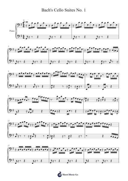 Cello Suite No. 1 in G Major, BWV 1007: Prélude 乐谱由 Johann Sebastian Bach - 编曲 Merdawn