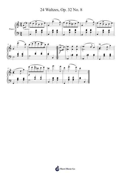 Waltzes, Op. 32 No. 8 Sheet Music by Carl Czerny-Arr.Fowcoln
