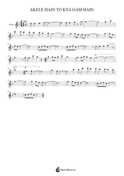AKELE HAIN TO KYA GAM HAIN Sheet Music by Udit Narayan/Alka Yagnik-Arr.Anolds