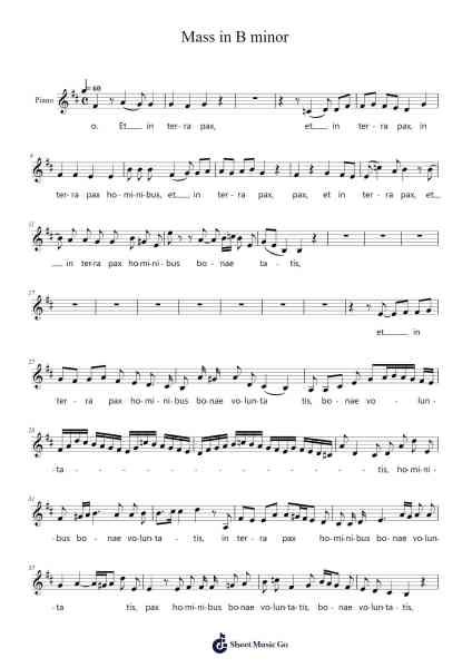 Mass in B Minor, BWV 232: V. Missa - Et in Terra Pax Sheet Music by Johann Sebastian Bach-Arr.Yvonmand